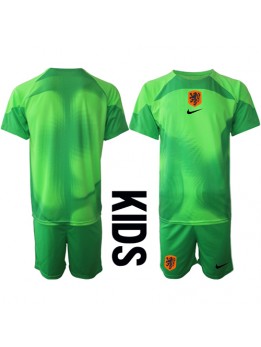 Otroški Nogometna dresi replika Nizozemska Vratar Domači SP 2022 Kratek rokav (+ hlače)